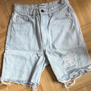 American Apparel Faded Blue Distressed Shorts